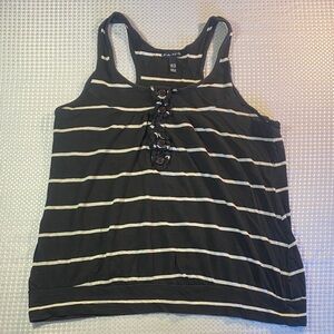FANG Black and White Striped Tank Top